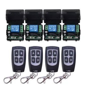 

12V 1CH Wireless Remote Control Switch System 4 Transmitter & 4 Receiver 10A Relay Smart House