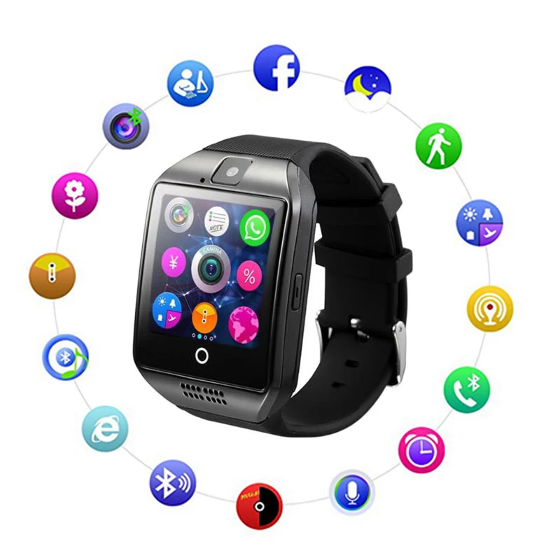 comprar Relógio inteligente Q18 Smartwatch Chamada 2 Relogio g GSM SIM Câmera Cartão TF Bluetooth para Telefone Android Pedômetro facebook PK DZ09 Y1 V8