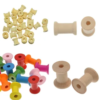 

50Pcs Wooden Empty Bobbin Thread Spools Wood Sewing Tool Findings