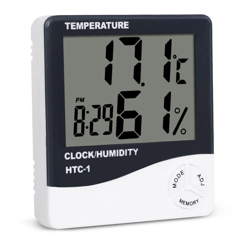 

Digital Thermometer Hygrometer Electronic LCD Temperature Humidity Meter Weather Station Indoor Outdoor Clock HTC-1 Dropshipping