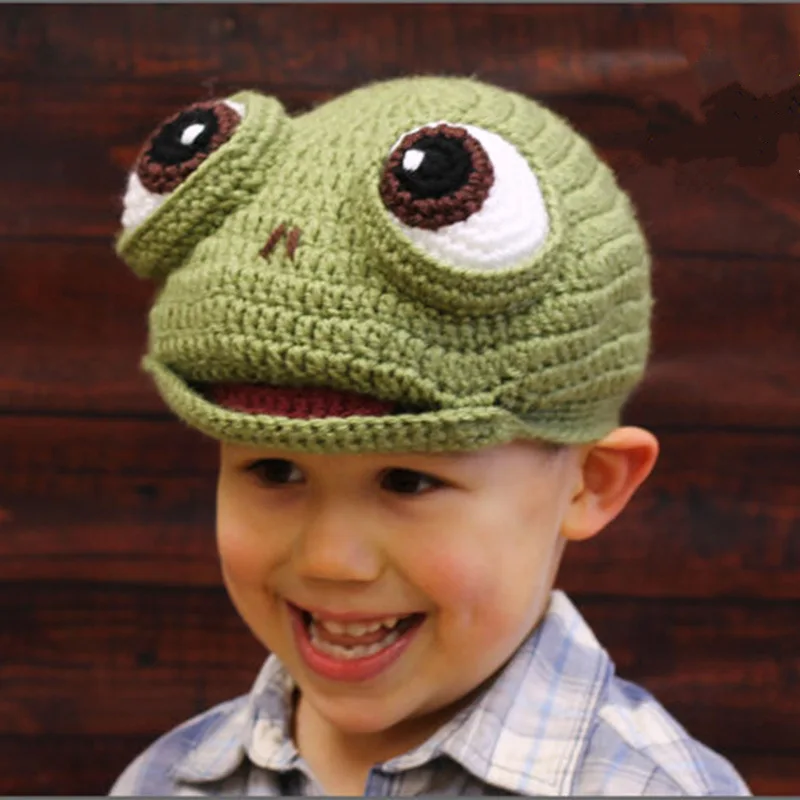 Novelty Children Winter Hats Handmade Crochet Lovely Kids Frog Hat ...