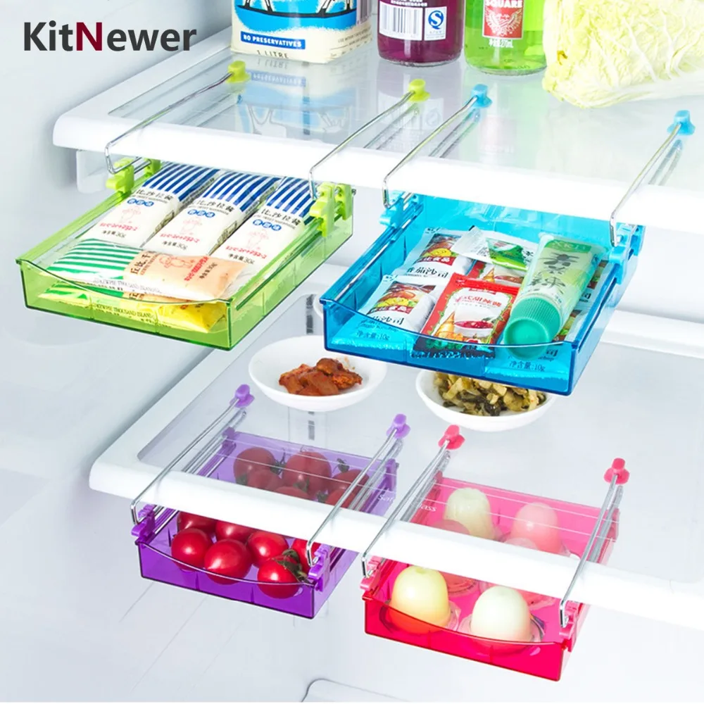 4PCS Kitchen Bins Fridge Refrigerator Freezer Food Retractable Pantry