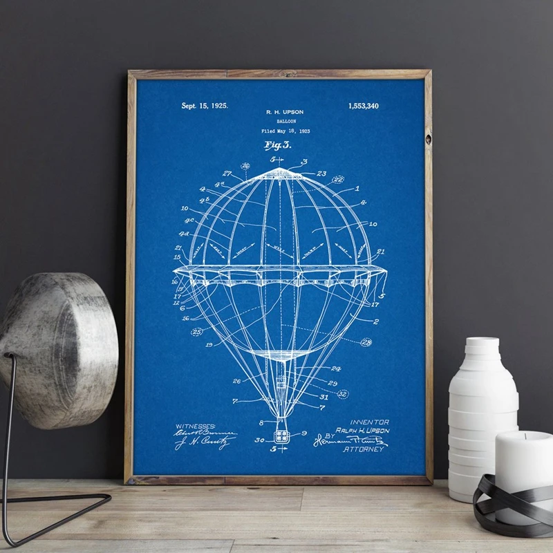Hot Air Balloon Patent Poster Wall Decoration