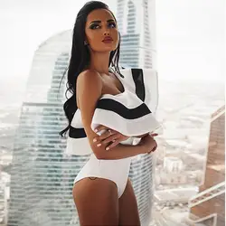 Богемия Chic одно плечо рябить сексуальное боди женские комбинезон Bodycon Летний комбинезон ползунки трико без рукавов праздничные Топы тела