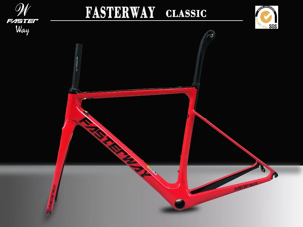 Sale 2019 design super light FASTERWAY classic carbon road frameset D Brake carbon bike frame:Frameset+Seatpost+Fork+Clamp+Headset 2