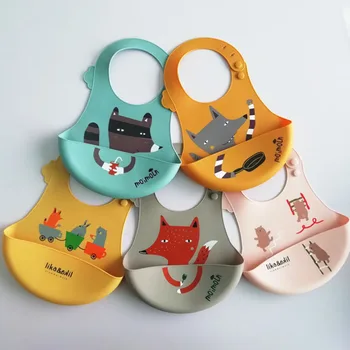 

Children silicone Saliva baby eating bib waterproof rice bowl baby soft disposable pocket Infant Food-grade Towel Newborn