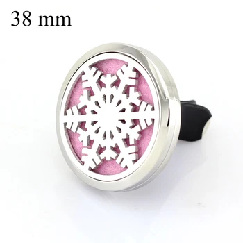 

38mm big size 316L Stainless Steel summer snowflower Car Aroma Perfume Locket Pendant Essential Oil Diffuser Vent Clip