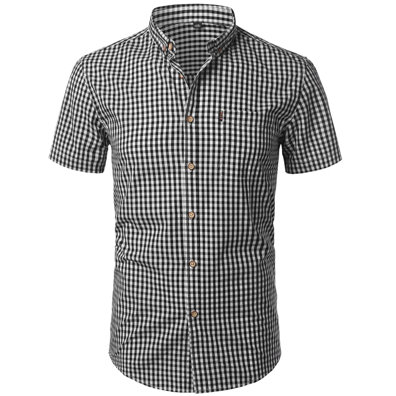 Маленькая мужская клетчатая рубашка новая летняя Хлопковая мужская рубашка с коротким рукавом Повседневная рубашка на пуговицах Homme Camisa Masculina 4XL