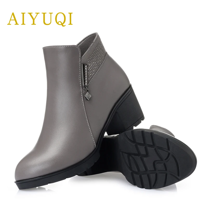 AIYUQI/2019 г. Новые женские ботинки на шнуровке из натуральной кожи пикантные зимние