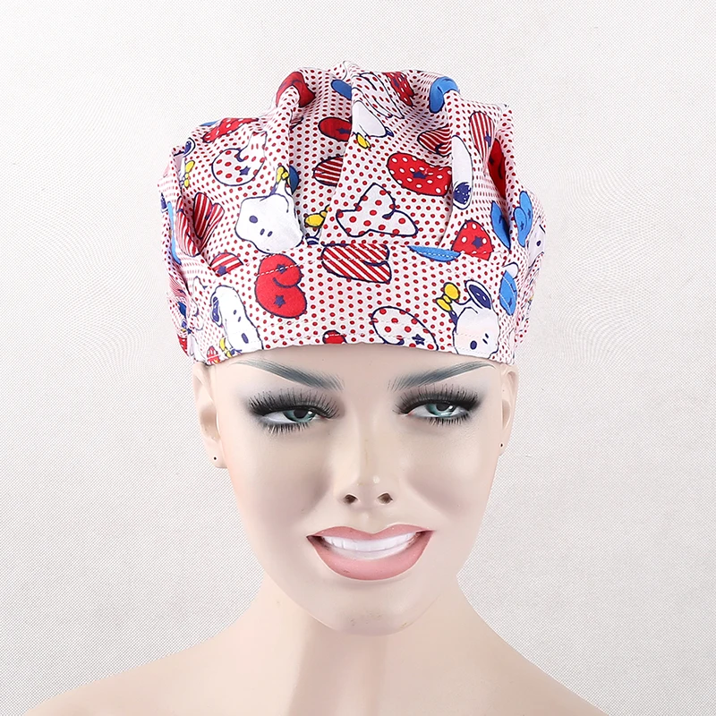 

unisex surgical bouffant caps in pink skull caps lab caps