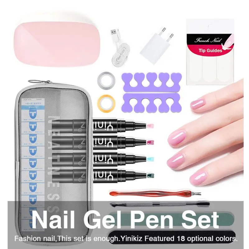 

12PCS Nail Kit UV LED Light One-step Glue Gel Nail File Polish Set Manicure Tools