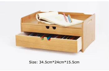 

Japanese style solid wood storage box Home office desktop cosmetic storage box with drawer Jewelry stationery store