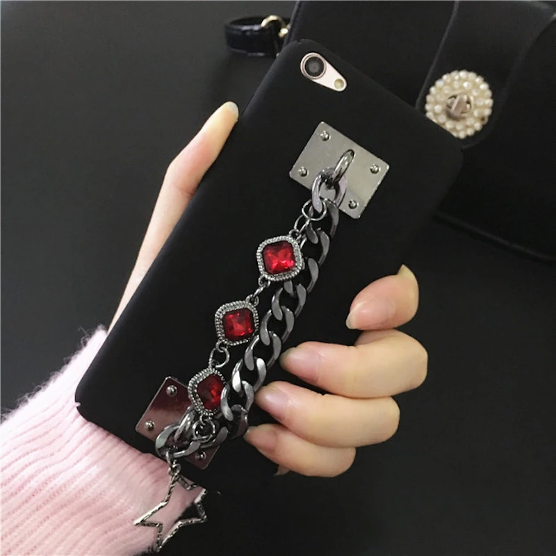 

For Samsung galaxy s7 edge s8 s9 s10 plus note 5 8 9 Luxury Fashion Vintage black diamond Bracelet hard frosted phone case cover