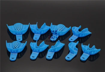 

Dental Clinic Impression Trays Blue Plastic Denture Instrument 9Pcs/Set
