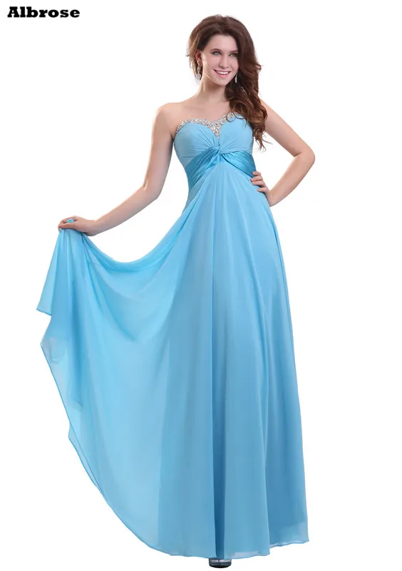 Buy Light Blue Chiffon Evening Dress Sequined Beaded