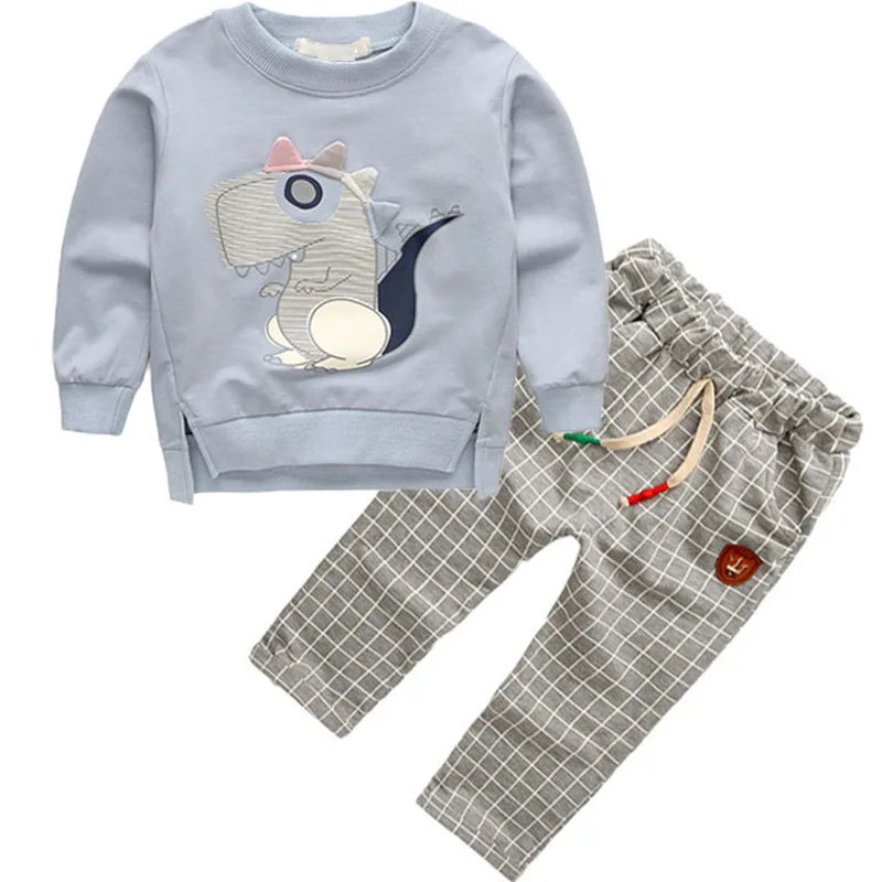 

Boys Suit 2019 Autumn New Dinosaur Suit Children Spring and Autumn Long-sleeved Baby Two-piece Baby Suit Sportswear