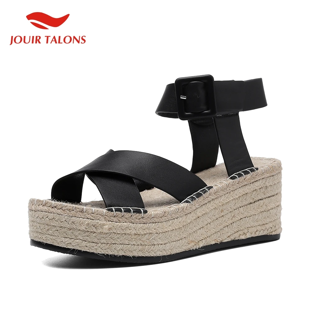 

JOUIR TALONS leisure high quality genuine leather Women Shoes Wedges shoes woman andals Party shoes