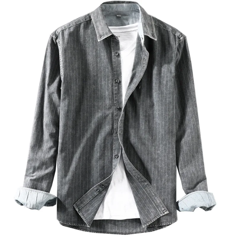 ICPANS хлопковые мужские рубашки лето осень Camisa Masculina полосатые рубашки для мужчин Деловая мужская одежда на каждый день размера плюс XXXL