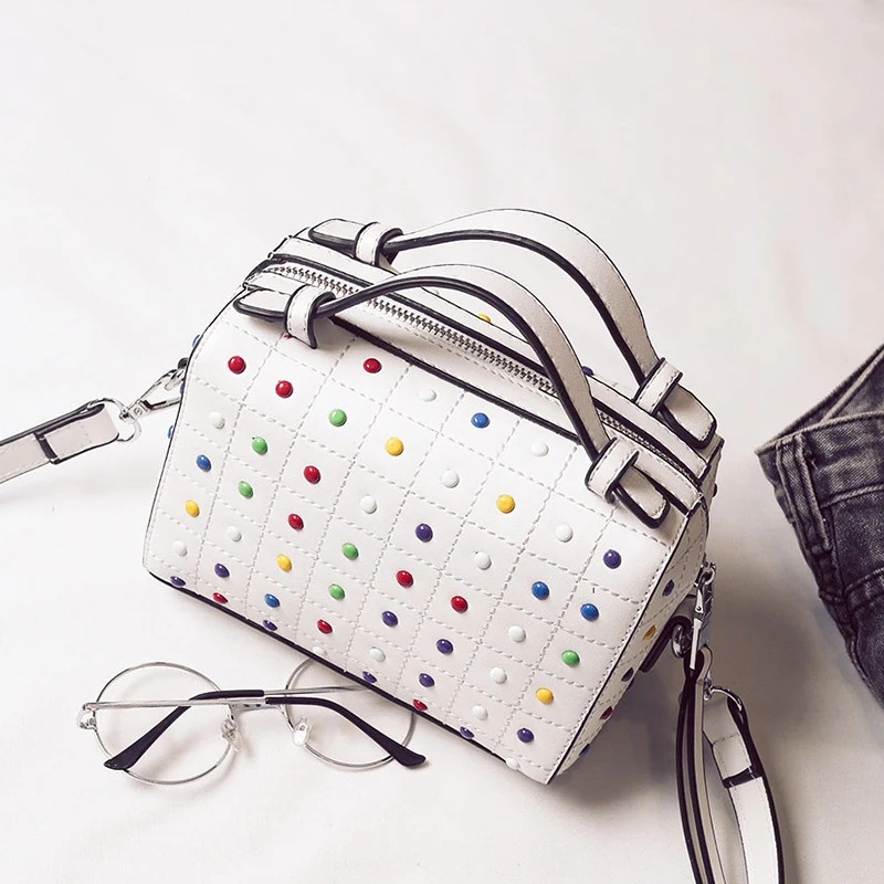 Женская сумка тоут из ПУ кожи с заклепками|sac a|diamond handbagbag pu |
