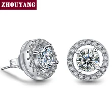 White Gold Plated Hearts Arrows cut 0 75 carat AAA CZ Stud font b Earring b