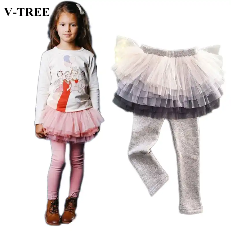 JELEUON Little Girls Kids Autumn Spring Autumn Stretch Pants Leggings Tights with Ruffle Tutu Skirt