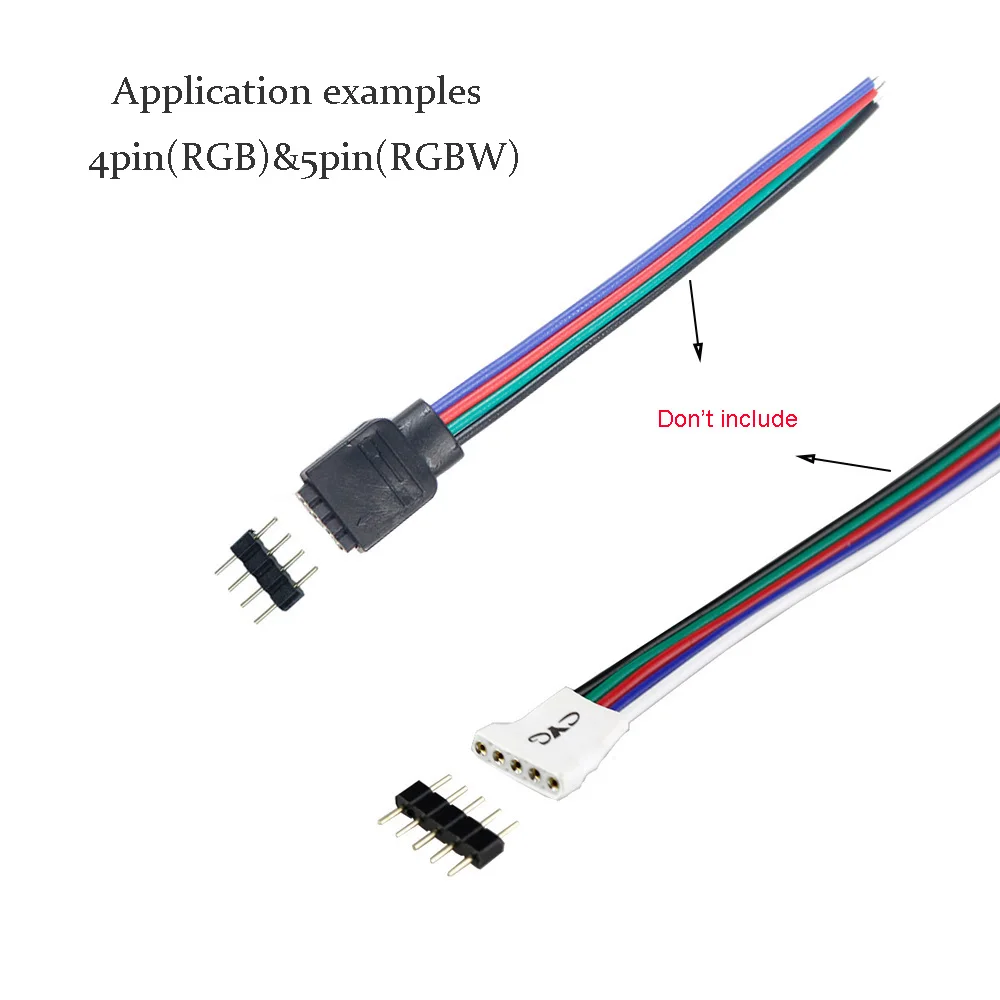 10 шт./лот разъем адаптера штыревой иглой мужской тип двойной 4Pin RGB/5Pin RGBW для 3528 5050 SMD светодиодные ленты светильник JQ