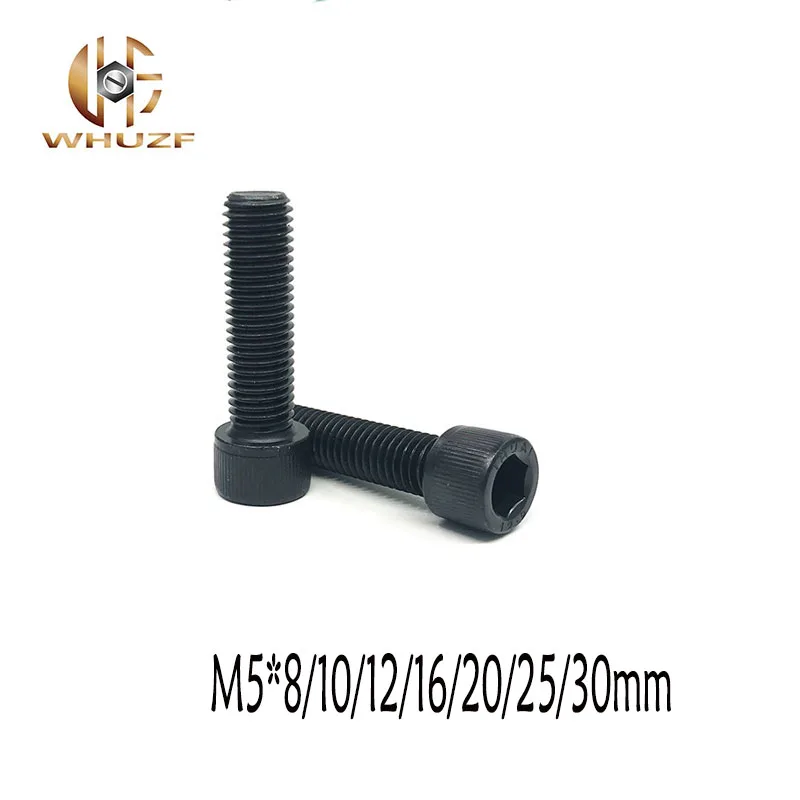 20 шт. M5 * 8/10/12/16/20/25/30 мм DIN912 класс 12 9 сплав черная сталь Шестигранная головка шурупы