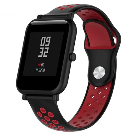 Двухцветный силиконовый ремешок YUEDAER для Xiaomi Amazfit ремешок Bip 20 мм ремешок для Amazfit GTR 42 42 мм/GTS ремешок для часов из мягкого ТПУ - Цвет: black red