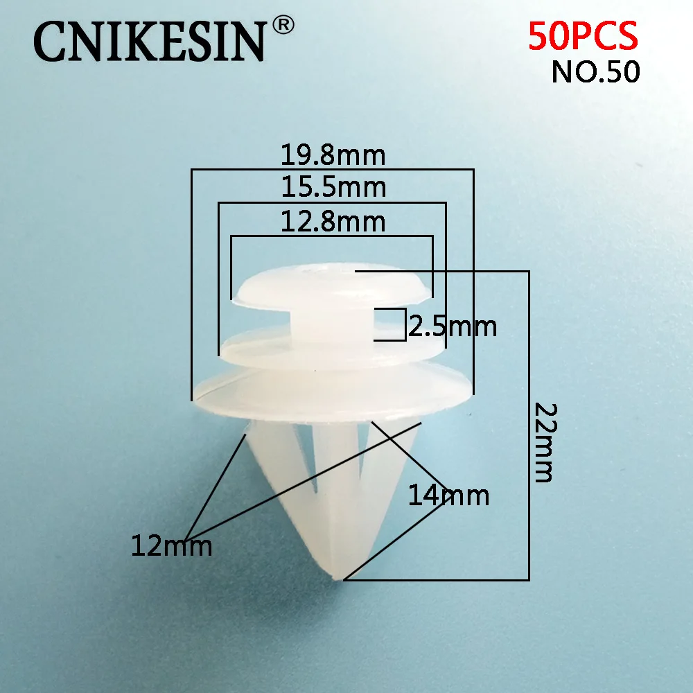 

CNIKESIN 50pcs 12mm Auto Liner Panel Board Mudguard clamp Plastic Fastener Auto Accessories Universal Fixing Clips for All car