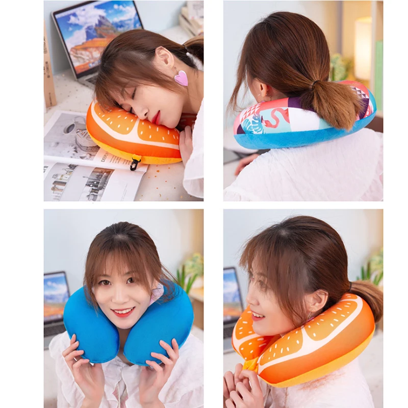 

1pc Travel Neck Orthopedic Pillow For Sleeping 6 Colors Fruit U Shaped Memory Foam Pillow Protect The Neck