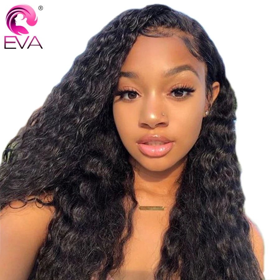 

Eva Curly Lace Front Human Hair Wigs Pre Plucked With Baby Hair Glueless 13x4 Lace Frontal Wigs For Black Women Brazilian Remy
