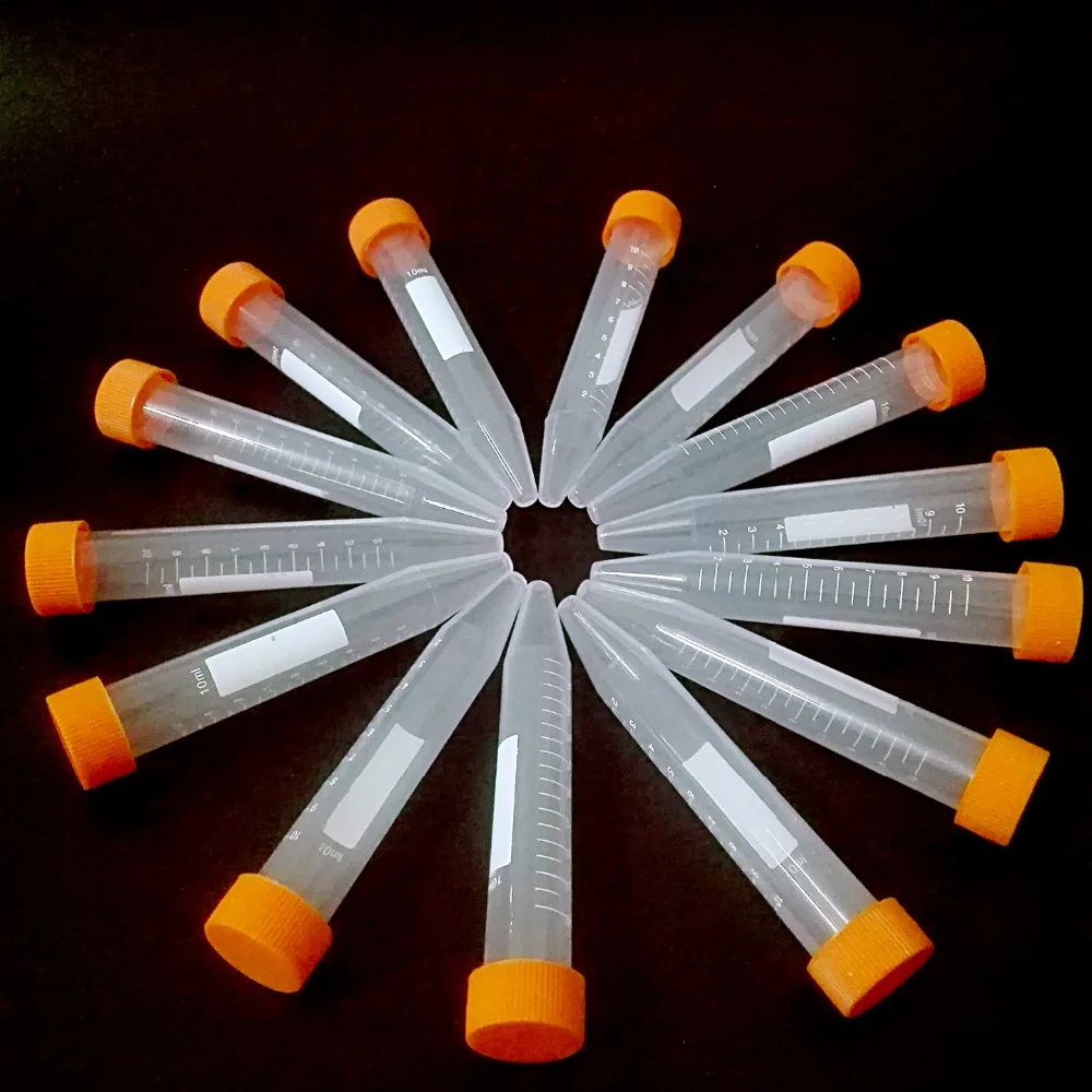 10ml Plastic Centrifuge Tubes, Conical Bottom , Graduated Marks, with Screw Cap , 20pcs