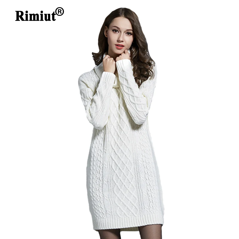 Rimiut 3XL 4XL Плюс Размер Вязаный Водолазка с длинным рукавом Женский Повседневный свитер платья осень зима трендовые женские пуловеры свитер