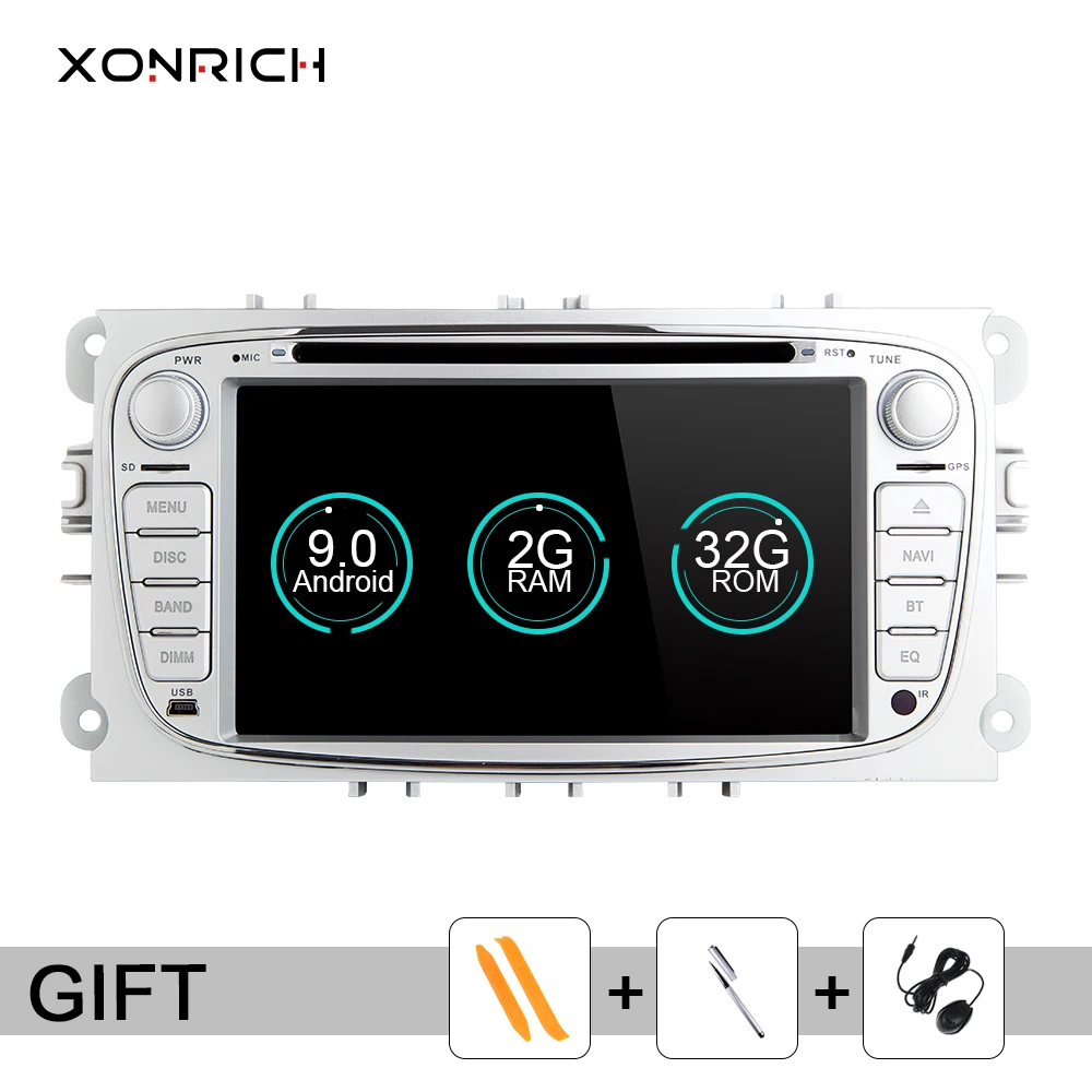 Xonrich 2 Din Android 9 автомобильный Радио gps Автомобильный мультимедийный плеер для FORD/Focus 2 3 S-MAX/Mondeo 4 C-MAX/Galaxy Kuga навигация IPS4G
