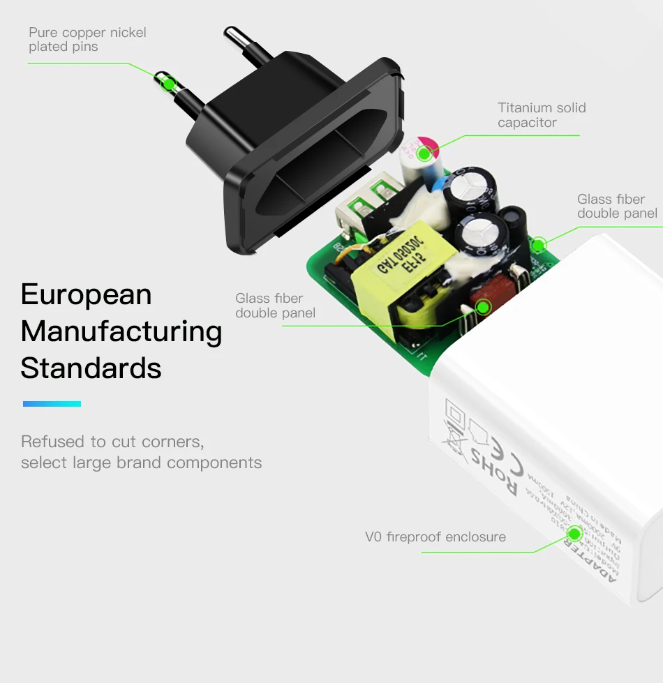 !ACCEZZ Universal Quick Charge 3.0 Charging Adapter For iphone 5s 7 X Samsung s10 Plus 1 USB Travel Wall Charger EU Plug Charger-5