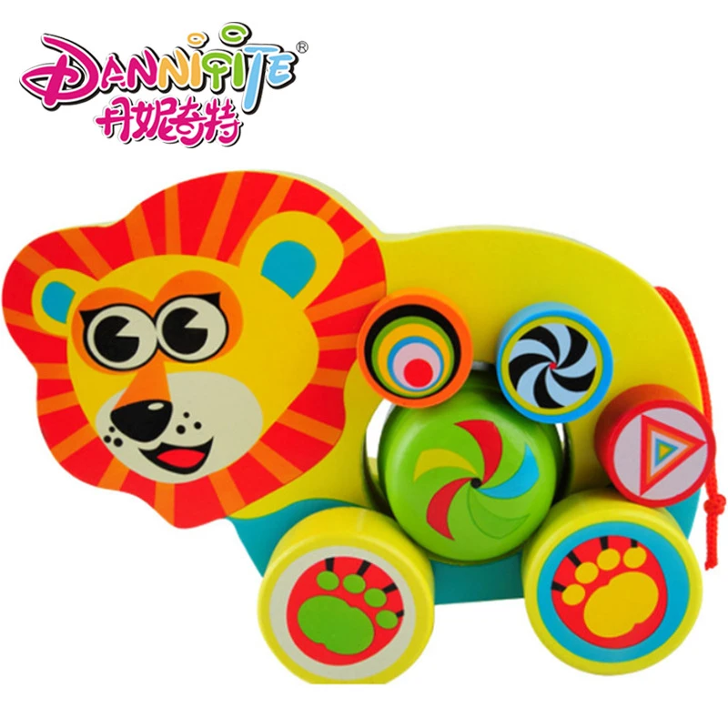 Danniqite赤ちゃんのおもちゃカラフルなテレタビーズトレーラー木製ライオンブロックジオメトリ色congnitiveブロック教育誕生日ギフト Gift Doll Toys Gifts Gadgetstoys As Aliexpress