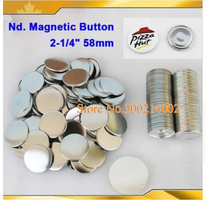 

2-1/4" 58mm Nd. Magnetic Button 100 Sets/Pack Fridge Dialog Box Nd. Magnet Metal Back Button Maker Supply Materials