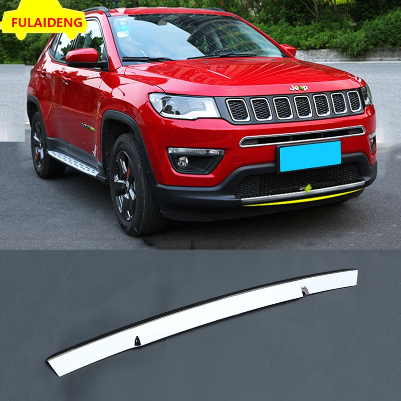1pcs For Jeep Compass 2017 2018 ABS Chrome Front Center Grille Bumper
