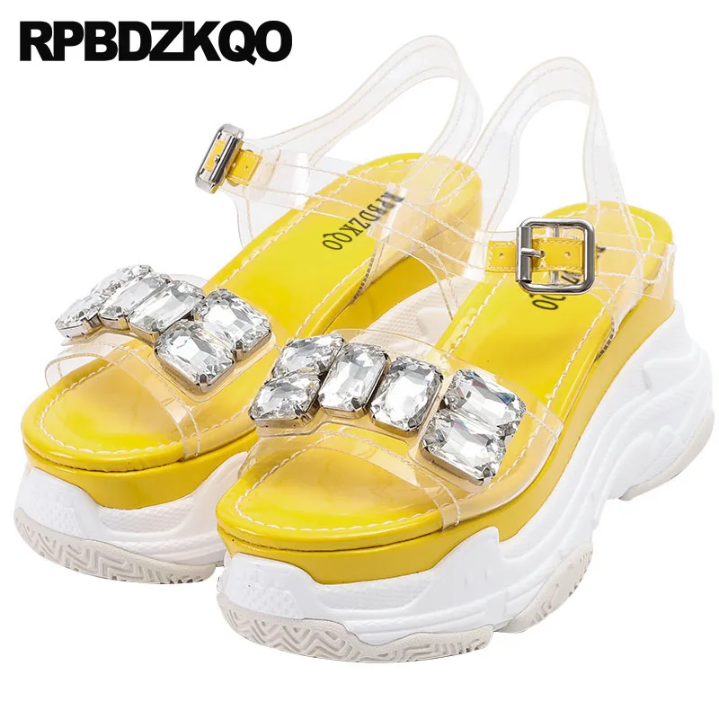 yellow platform pumps