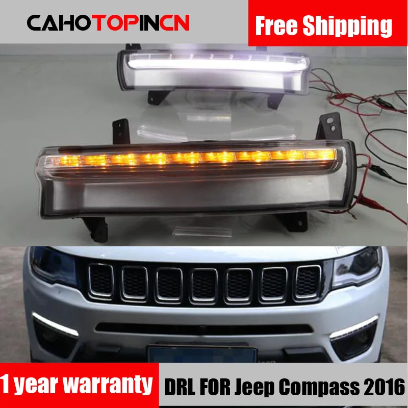 

Daytime running light For Jeep Compass 2017 2018 2019 dynamic yellow turn Signal Light style Relay 12V LED car DRL fog lamp