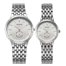 2016 nuevo reloj de cuarzo marca los amantes relojes mujeres hombres visten los relojes de pulsera de cuero del vestido moda Casual reloj marca WOONUN