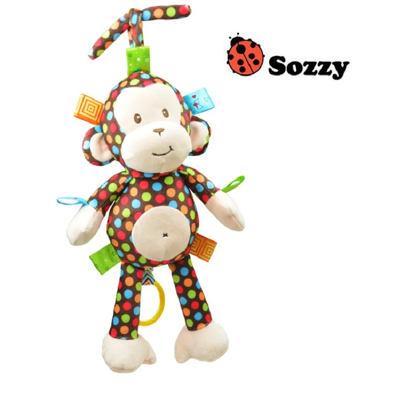2019 плюшевые игрушки ребенка детская погремушка игрушки обезьяна тянуть колокол Плюшевые игрушки для младенцев успокаивающие куклы