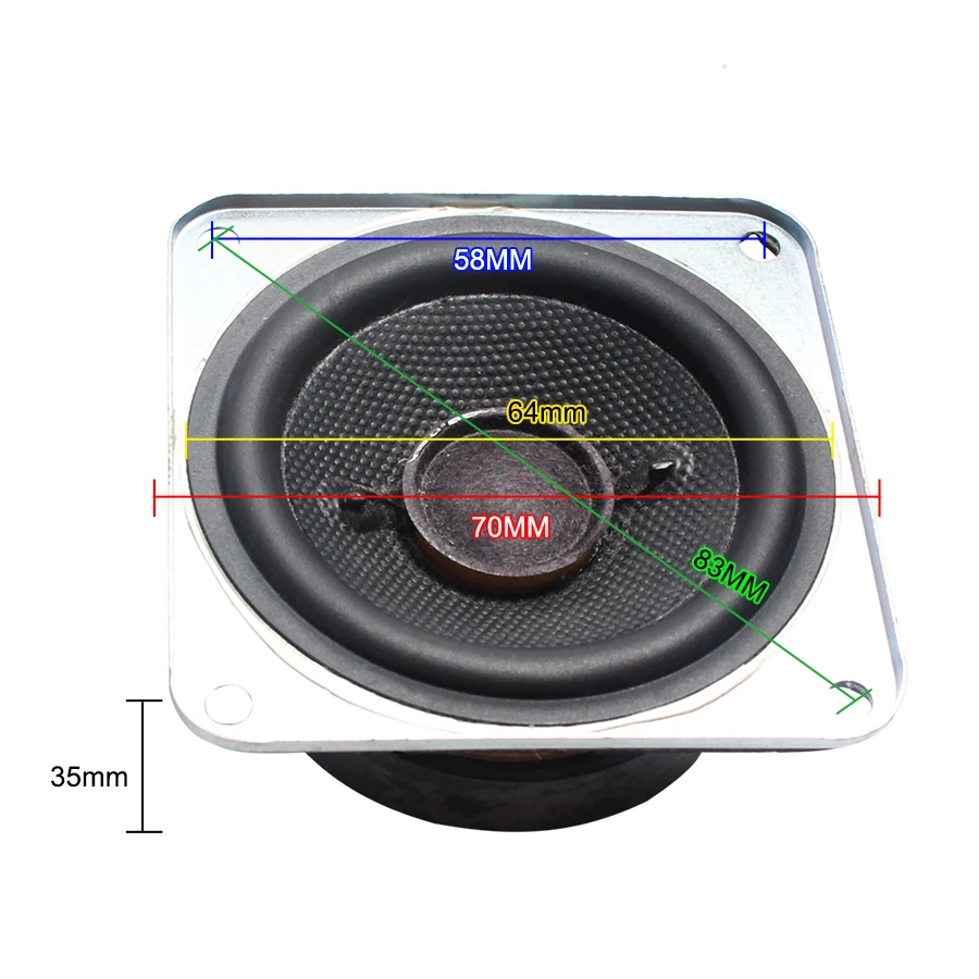 2 шт 2,75 дюймов 70 мм Средний полный диапазон динамик НЧ домашний кинотеатр 8 Ом 8 Вт стандартное открытие 2,5 дюйма резиновый край