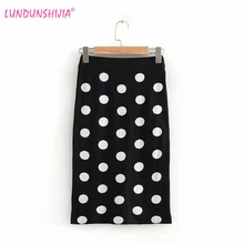 LUNDUNSHIJIA весна волна точка юбки модные пикантные женские трикотажные стрейч миди юбки черный кролик бархатная Женская юбка