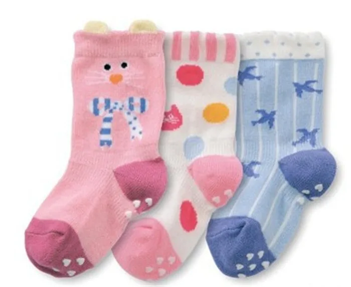 Носки для девочек новое поступление, распродажа, носки унисекс с персонажами из мультфильма, 3 пар/лот, г., импортные товары, детские Нескользящие носки A-cll046-3 с ушками