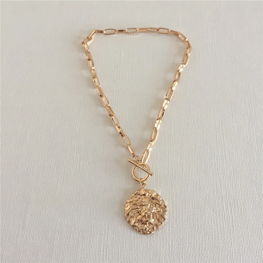 

TRENDY NECKLACE GOLD COLOR PLATING LION PENDANT NECKLACE FOR WOMEN GIRL
