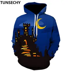 2018 Весна и осень Новый пуловер тыква лампы цифровой printing3Dhooded Толстовка Повседневная мужской одежды Хэллоуин популярный стиль