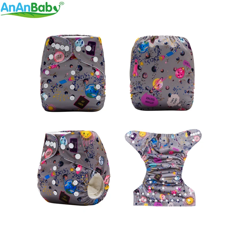 New Arrival ! 2018 Ananbaby Cloth Nappy Baby Machine Prints Pocket Diapers With 1pc Microfiber Insert | Мать и ребенок