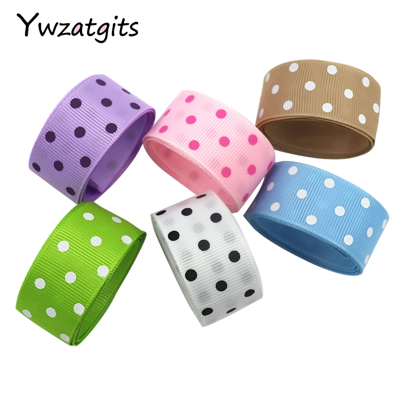 ywzatgits 22mm Polka Dots Printed Grosgrain Ribbons Sewing DIY Ribbon