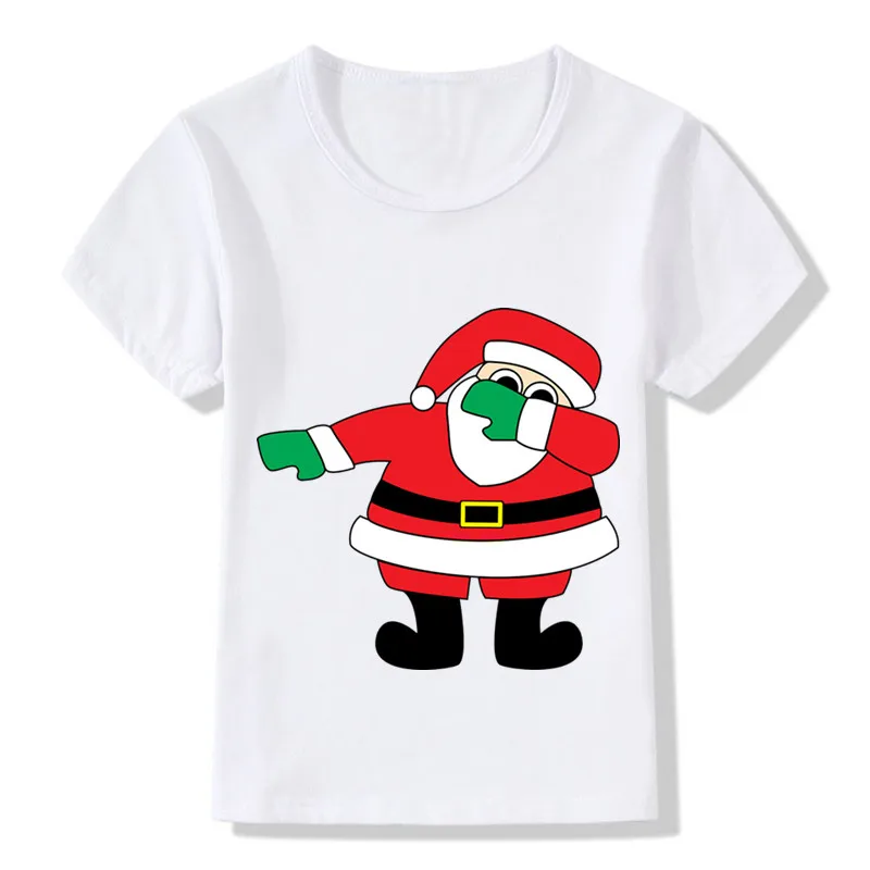 Забавная детская футболка с изображением Санта-Клауса детская одежда с героями мультфильмов на Рождество летняя футболка для маленьких мальчиков и девочек HKP5112